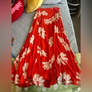 Floor length orange skirt